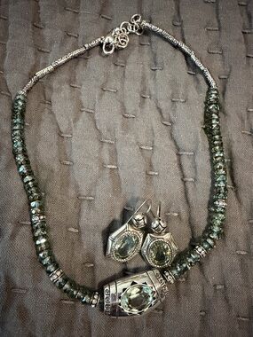 Brighton Green Crystal Bead Necklace with Matching Earrings
